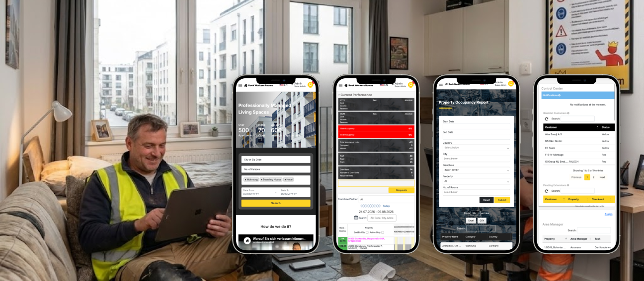 Accommodation Booking System - mobile screens